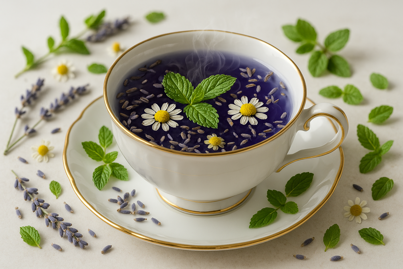 CUP OF TEA BUTTERFLY PEA FLOWER, LAVENDER, CHAMOMILE, SPEARMINT