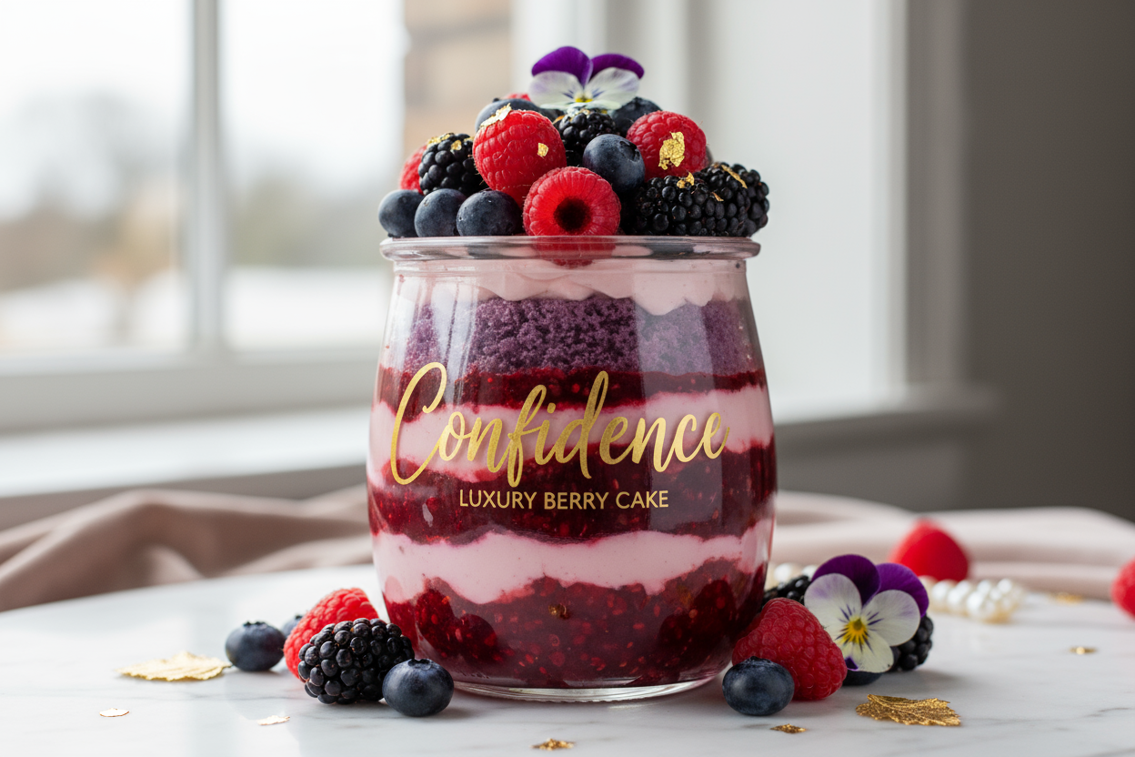 Savor the sweetness of self-love with every spoonful. Berry goodness that taste like luxury. Live out loud and be unapologetically you. confidence cake jar